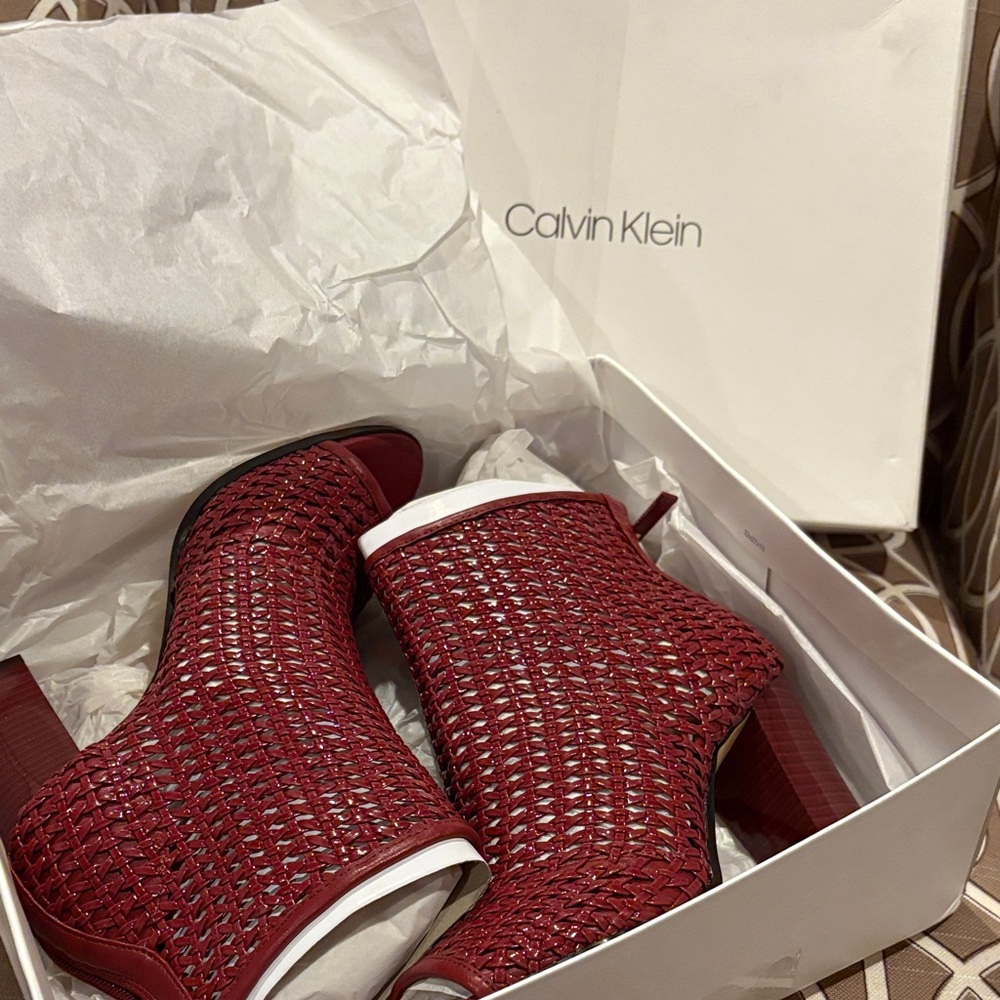 Calvin Klein Women's Red Ankle Booties